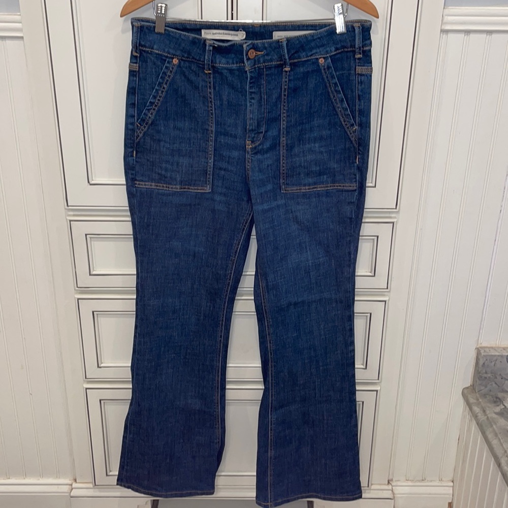 Pilcro and the Letterpress High-Rise Dark Blue Jeans
